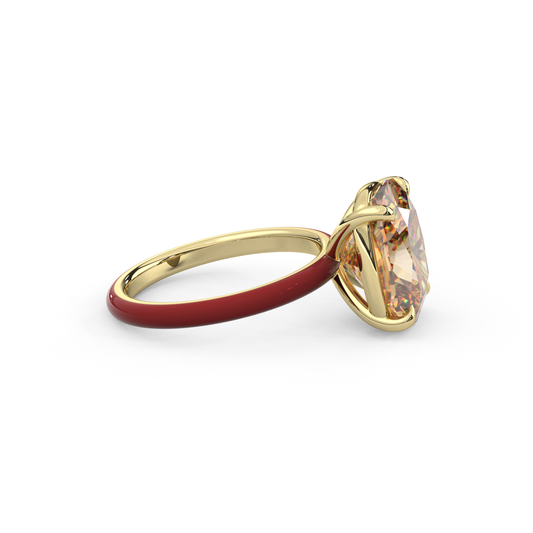 Champagne Cushion Moissanite Enamel Ring