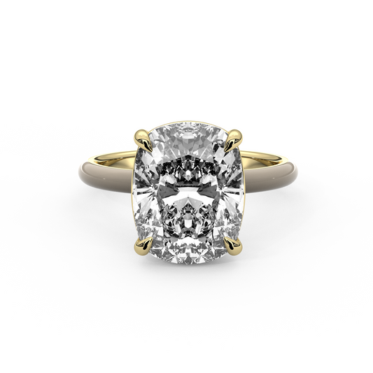 Clear Elongated Cushion Moissanite Enamel Ring
