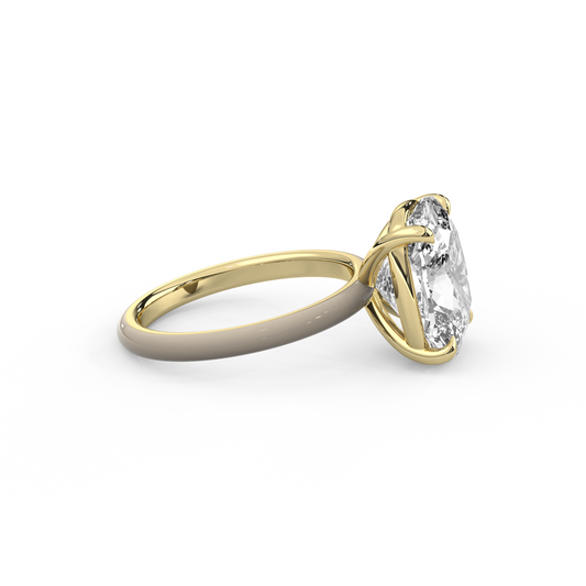 Clear Elongated Cushion Lab Diamond Enamel Ring
