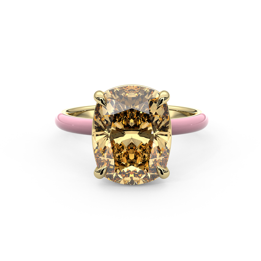 Yellow Elongated Cushion Moissanite Enamel Ring
