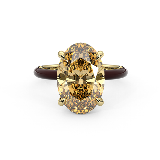 Yellow Oval Moissanite Enamel Ring