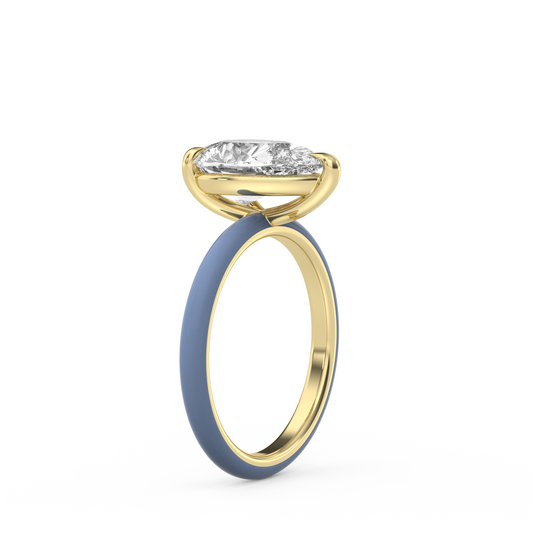 Clear Pear Moissanite Enamel Ring