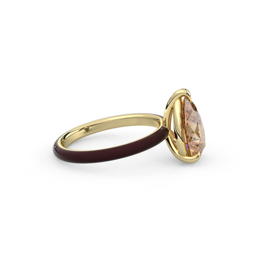 Champagne Pear Moissanite Enamel Ring
