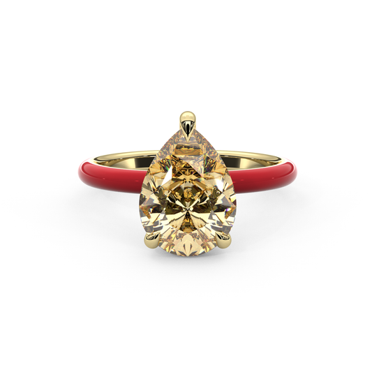 Yellow Pear Moissanite Enamel Ring