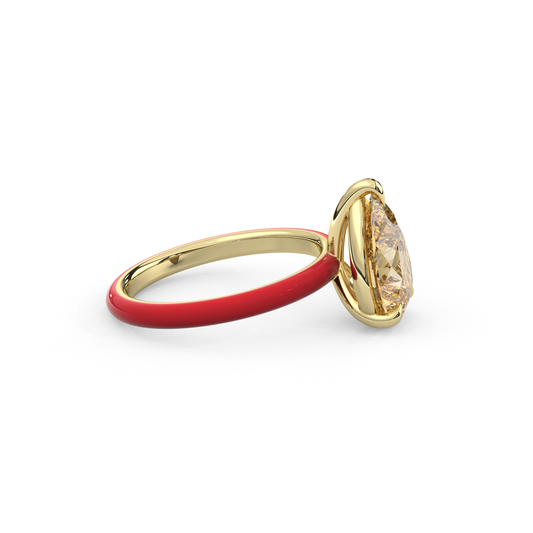Yellow Pear Moissanite Enamel Ring