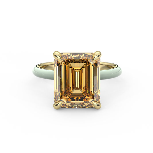 Yellow Emerald Moissanite Enamel Ring