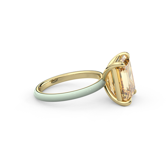 Yellow Emerald Moissanite Enamel Ring