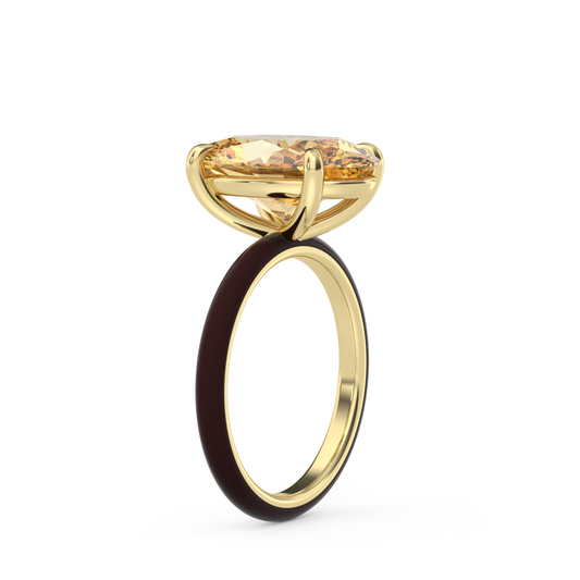 Yellow Oval Moissanite Enamel Ring